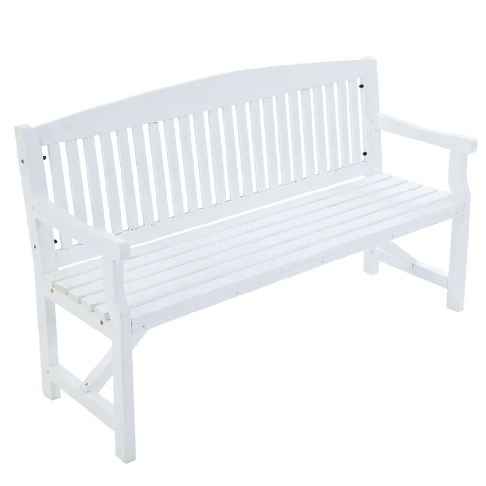 Gardeon 5FT outdoor white wooden garden bench, stylish seating for three, perfect for patios or gardens.