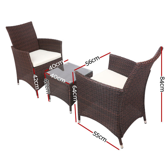 DSZ Product, feed-cond-new, feed-sl-DSZ Freight Payable, newGardeon 3Pc Outdoor Bistro Set Patio Furniture Wicker Setting Chairs Table Cushion Brown - Premium Furniture > Outdoor > Outdoor Chairs from Gardeon ! Shop Online Buy Now at S & D's Value Store Family Business Best Customer ServiceDSZ Product, feed-cond-new, feed-sl-DSZ Freight Payable, new