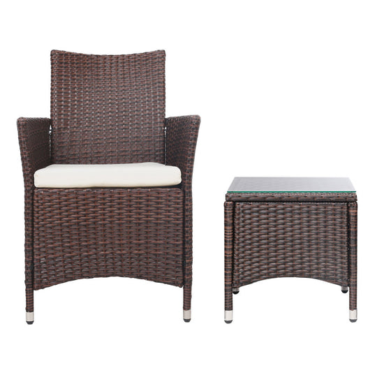 DSZ Product, feed-cond-new, feed-sl-DSZ Freight Payable, newGardeon 3Pc Outdoor Bistro Set Patio Furniture Wicker Setting Chairs Table Cushion Brown - Premium Furniture > Outdoor > Outdoor Chairs from Gardeon ! Shop Online Buy Now at S & D's Value Store Family Business Best Customer ServiceDSZ Product, feed-cond-new, feed-sl-DSZ Freight Payable, new