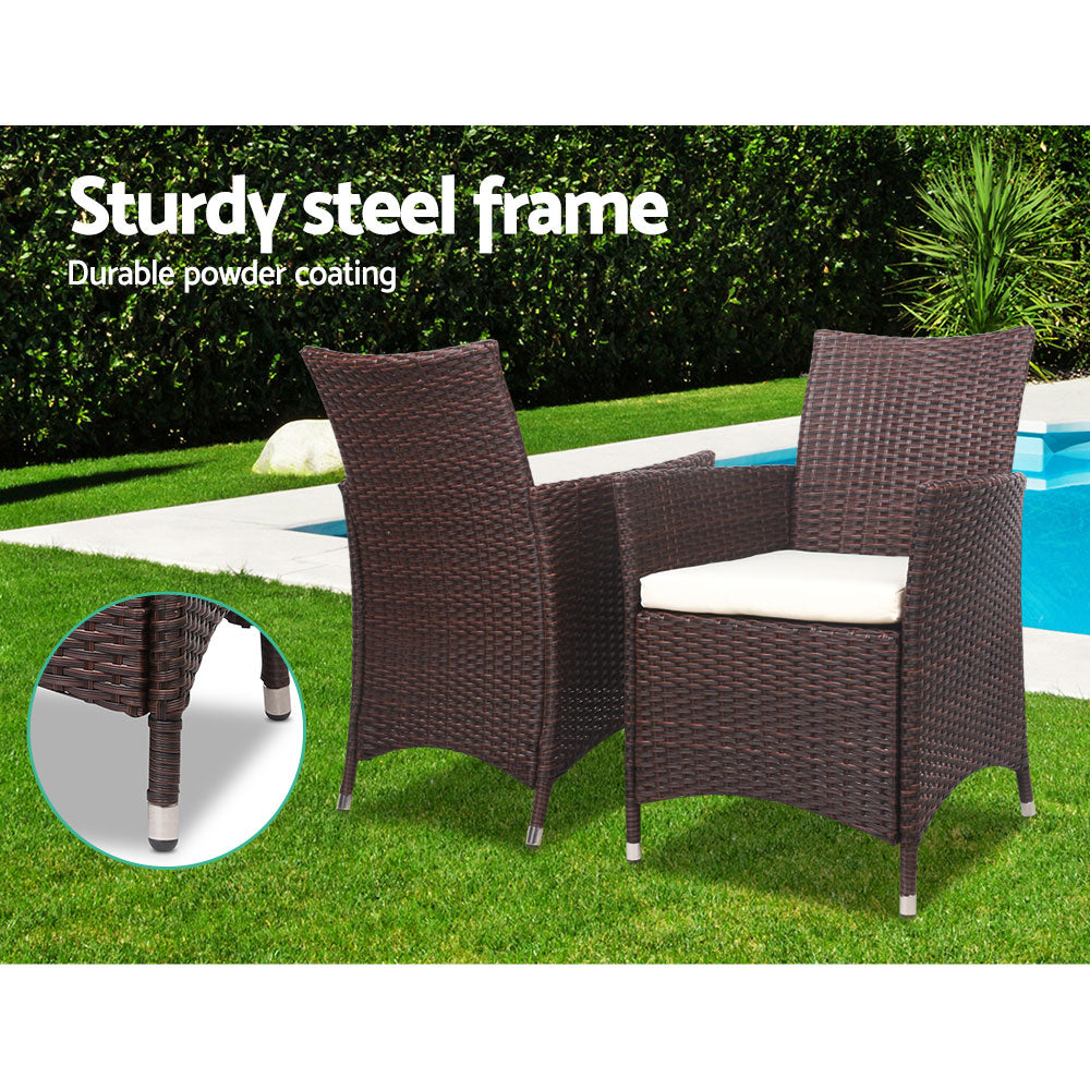 DSZ Product, feed-cond-new, feed-sl-DSZ Freight Payable, newGardeon 3Pc Outdoor Bistro Set Patio Furniture Wicker Setting Chairs Table Cushion Brown - Premium Furniture > Outdoor > Outdoor Chairs from Gardeon ! Shop Online Buy Now at S & D's Value Store Family Business Best Customer ServiceDSZ Product, feed-cond-new, feed-sl-DSZ Freight Payable, new