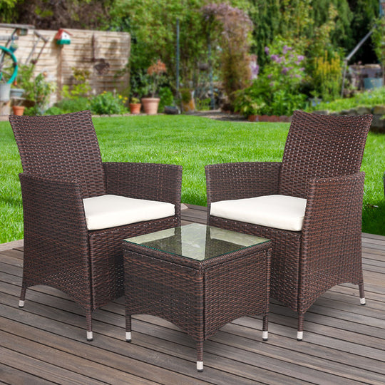 DSZ Product, feed-cond-new, feed-sl-DSZ Freight Payable, newGardeon 3Pc Outdoor Bistro Set Patio Furniture Wicker Setting Chairs Table Cushion Brown - Premium Furniture > Outdoor > Outdoor Chairs from Gardeon ! Shop Online Buy Now at S & D's Value Store Family Business Best Customer ServiceDSZ Product, feed-cond-new, feed-sl-DSZ Freight Payable, new