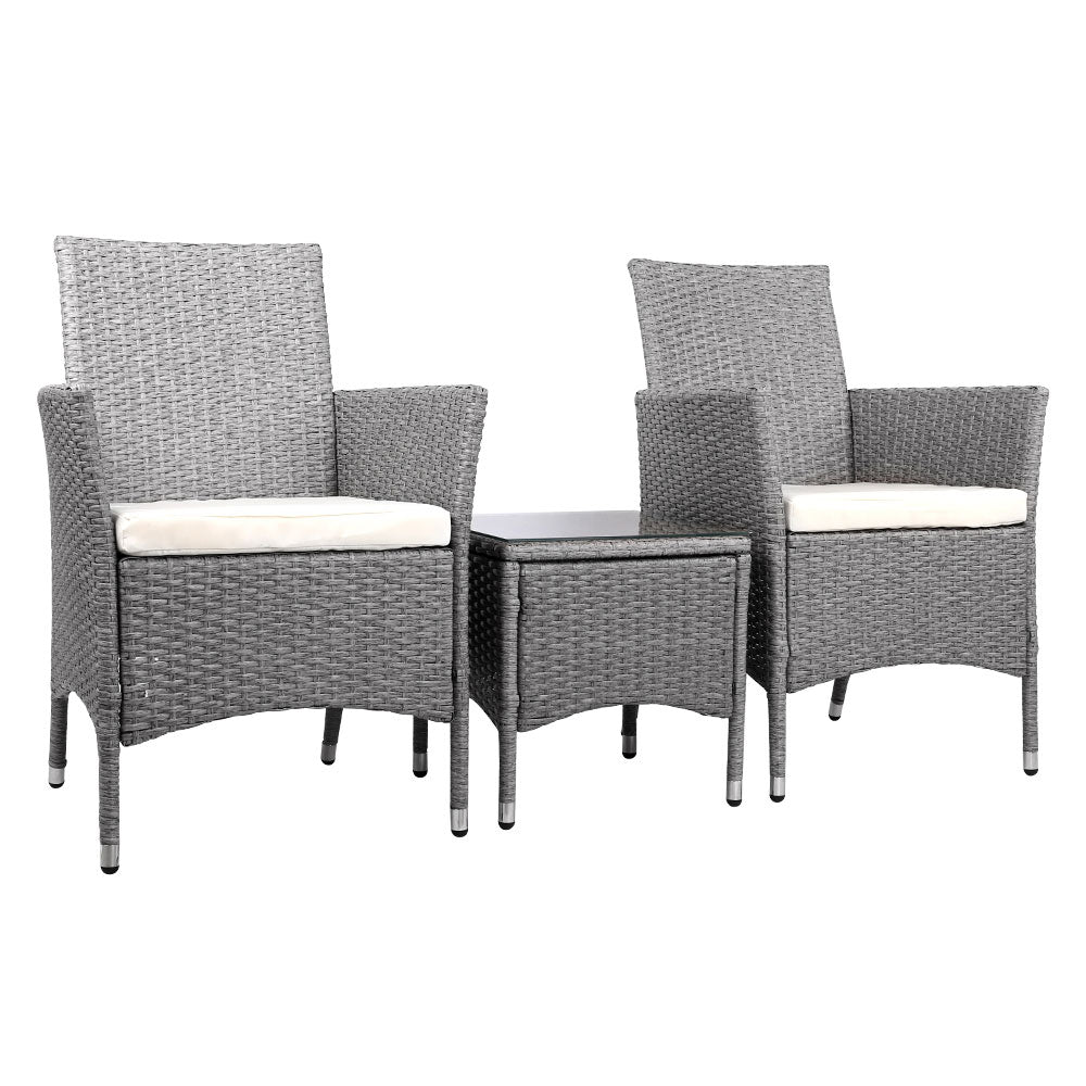 DSZ Product, feed-cond-new, feed-sl-DSZ Freight Payable, newGardeon 3Pc Outdoor Bistro Set Patio Furniture Wicker Setting Chairs Table Cushion Grey - Premium Furniture > Outdoor > Outdoor Chairs from Gardeon ! Shop Online Buy Now at S & D's Value Store Family Business Best Customer ServiceDSZ Product, feed-cond-new, feed-sl-DSZ Freight Payable, new