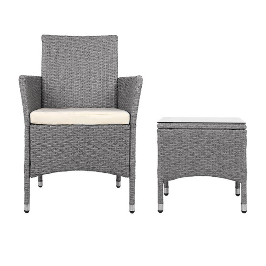 DSZ Product, feed-cond-new, feed-sl-DSZ Freight Payable, newGardeon 3Pc Outdoor Bistro Set Patio Furniture Wicker Setting Chairs Table Cushion Grey - Premium Furniture > Outdoor > Outdoor Chairs from Gardeon ! Shop Online Buy Now at S & D's Value Store Family Business Best Customer ServiceDSZ Product, feed-cond-new, feed-sl-DSZ Freight Payable, new