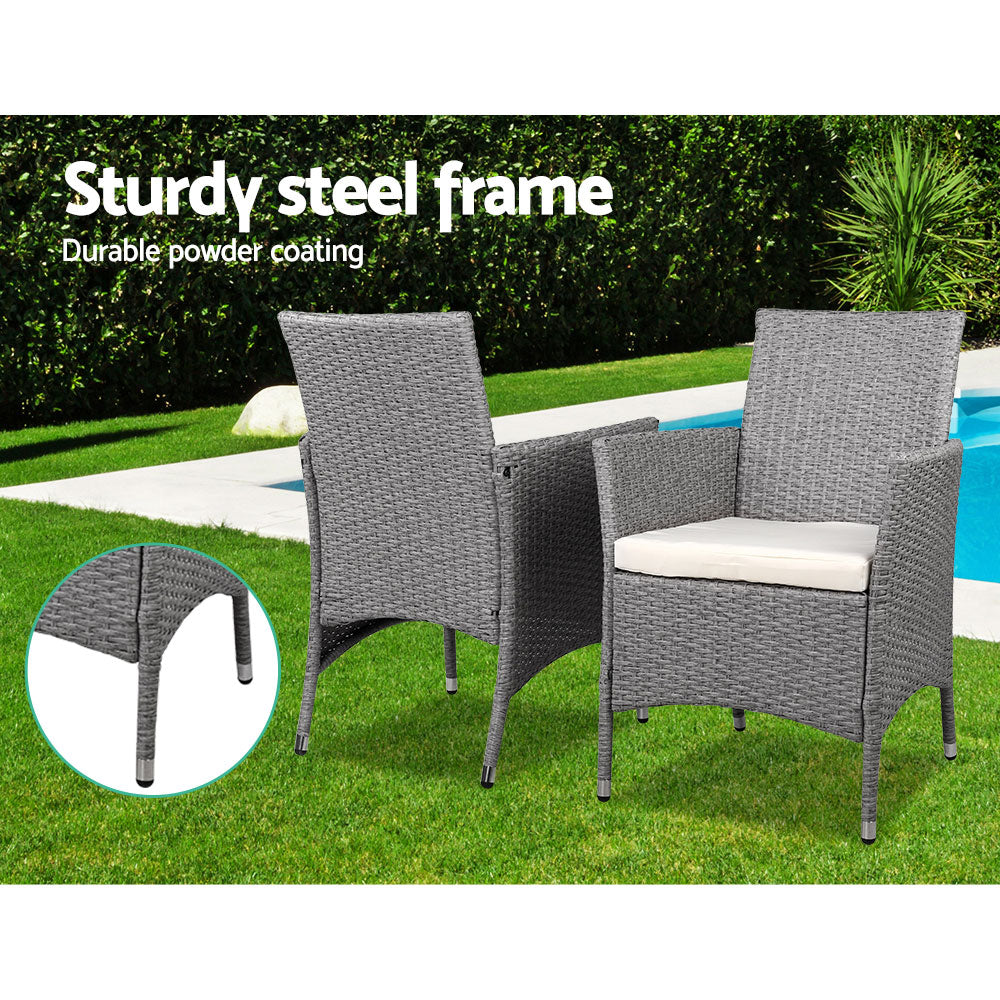 DSZ Product, feed-cond-new, feed-sl-DSZ Freight Payable, newGardeon 3Pc Outdoor Bistro Set Patio Furniture Wicker Setting Chairs Table Cushion Grey - Premium Furniture > Outdoor > Outdoor Chairs from Gardeon ! Shop Online Buy Now at S & D's Value Store Family Business Best Customer ServiceDSZ Product, feed-cond-new, feed-sl-DSZ Freight Payable, new