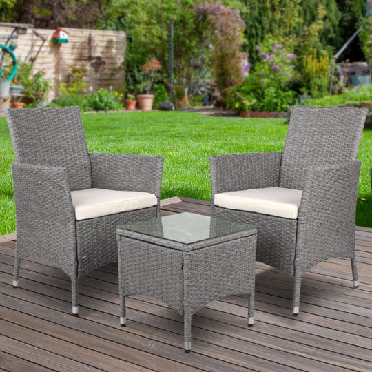 DSZ Product, feed-cond-new, feed-sl-DSZ Freight Payable, newGardeon 3Pc Outdoor Bistro Set Patio Furniture Wicker Setting Chairs Table Cushion Grey - Premium Furniture > Outdoor > Outdoor Chairs from Gardeon ! Shop Online Buy Now at S & D's Value Store Family Business Best Customer ServiceDSZ Product, feed-cond-new, feed-sl-DSZ Freight Payable, new