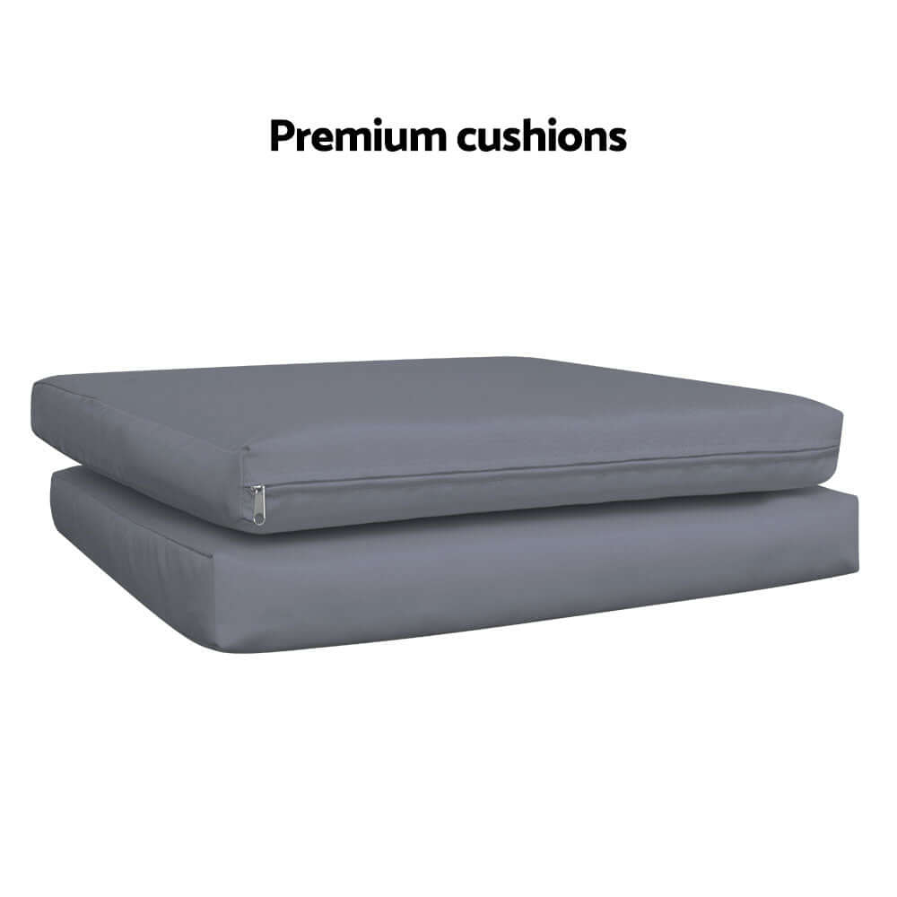 Premium gray outdoor cushions for comfortable lounging and stylish decor.