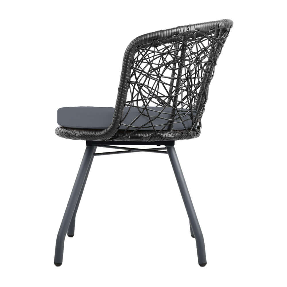 Gardeon black rattan outdoor chair with high-density foam cushion, stylish and comfortable for patio or garden use.