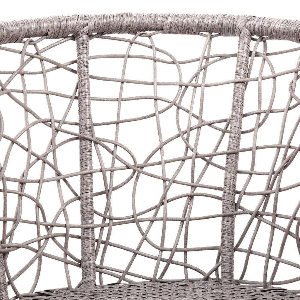 Close-up of Gardeon round rattan chair weaving showcasing affordable quality and luxurious comfort for outdoor furniture.