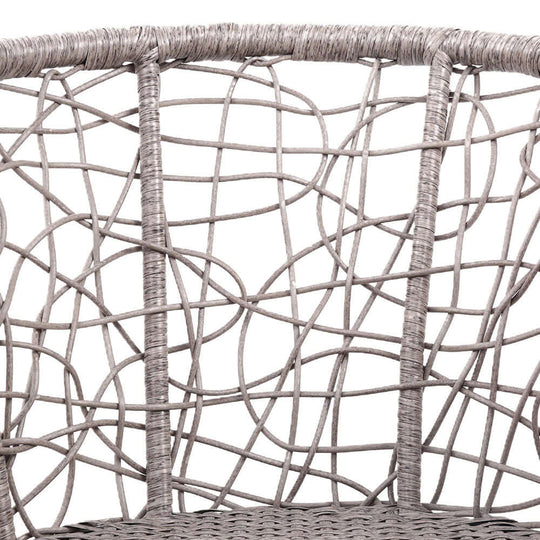 Close-up of Gardeon round rattan chair weaving showcasing affordable quality and luxurious comfort for outdoor furniture.