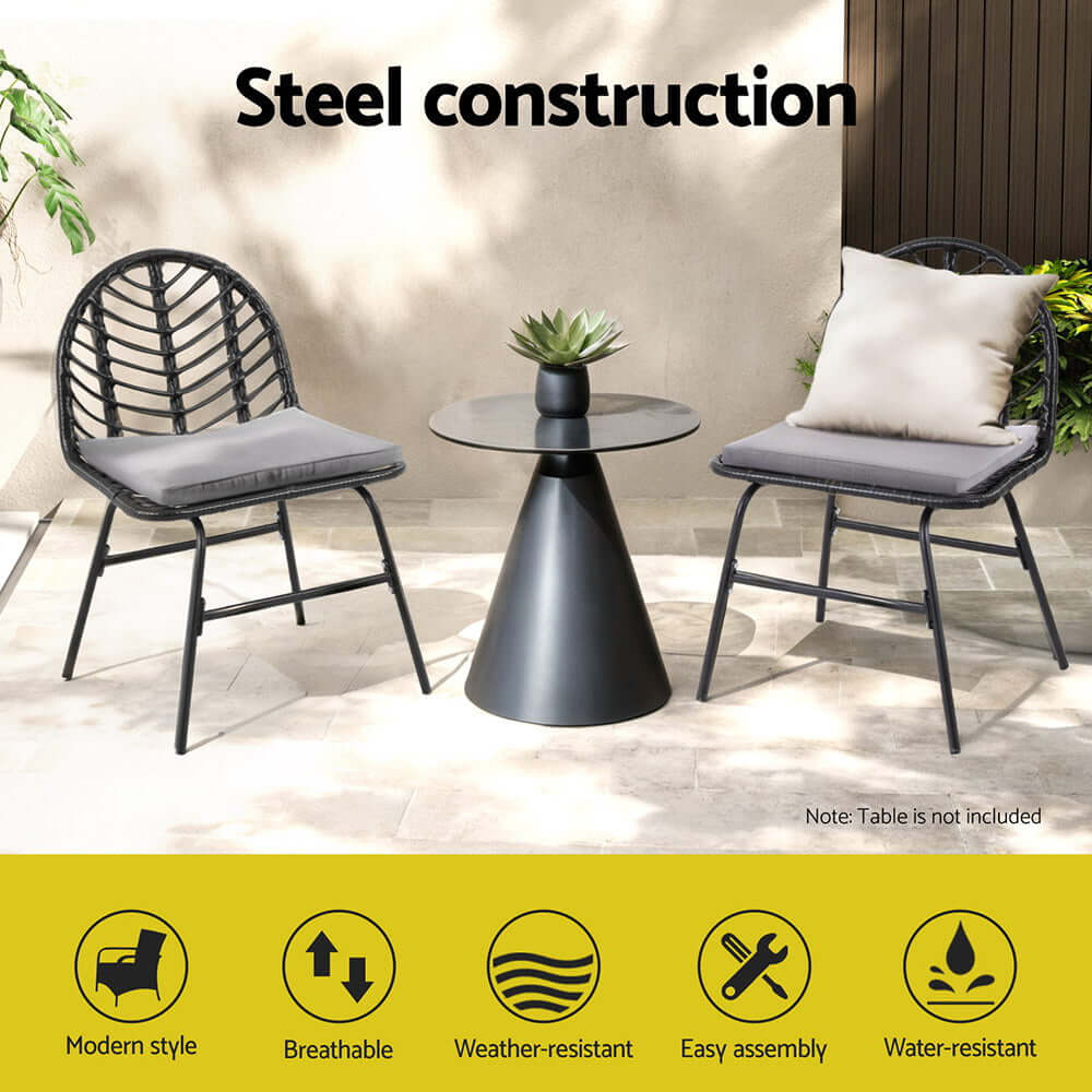 Gardeon 2x outdoor chairs with modern style, breathable design, and weather-resistant features for patio use.