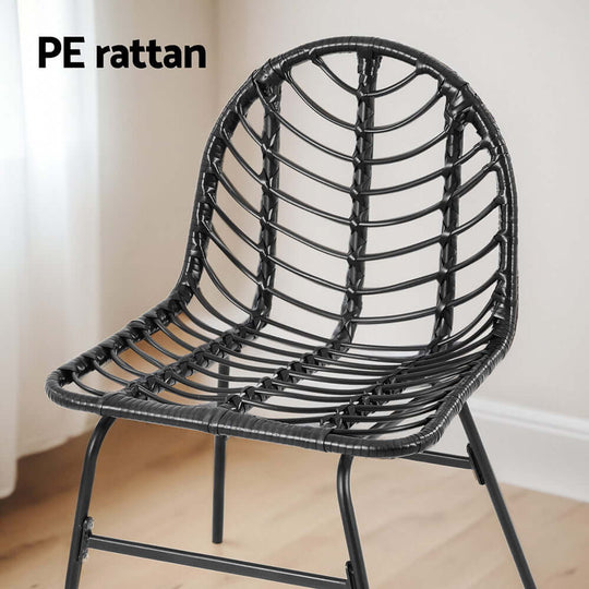 Gardeon black PE rattan outdoor chair, stylish and durable design for indoor or patio use.