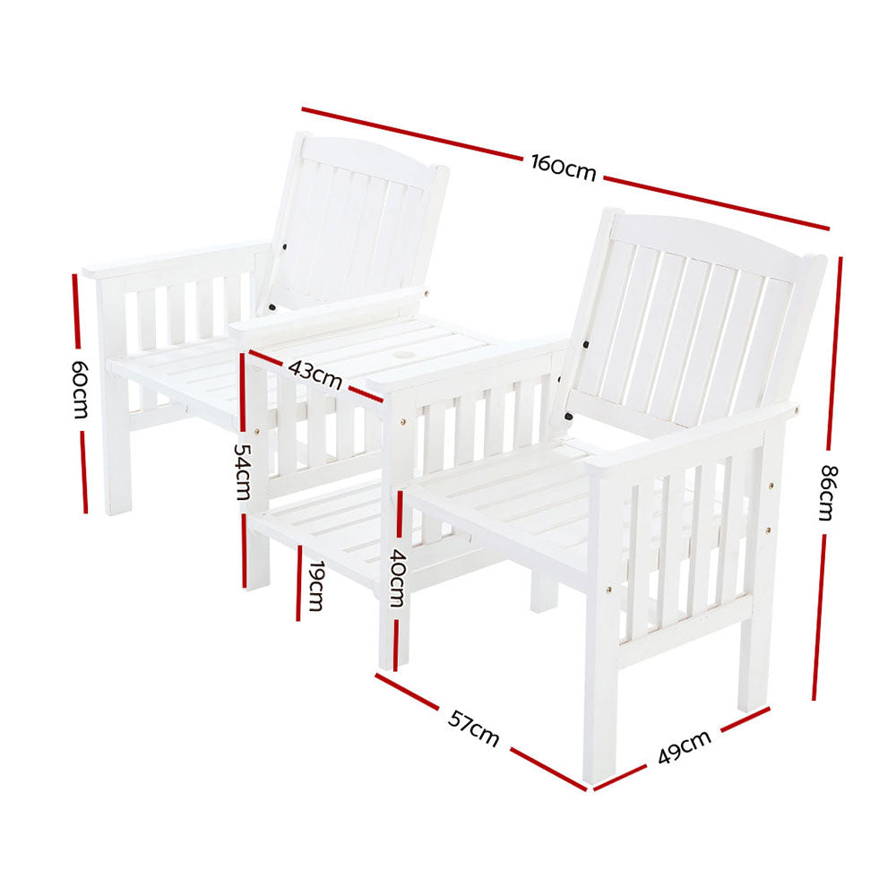 DSZ Product, feed-cond-new, feed-sl-DSZ Freight Payable, newGardeon Outdoor Garden Bench Loveseat Wooden Table Chairs Patio Furniture White - Premium Furniture > Outdoor > Outdoor Chairs from Gardeon ! Shop Online Buy Now at S & D's Value Store Family Business Best Customer ServiceDSZ Product, feed-cond-new, feed-sl-DSZ Freight Payable, new