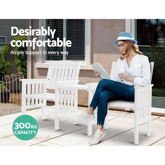 DSZ Product, feed-cond-new, feed-sl-DSZ Freight Payable, newGardeon Outdoor Garden Bench Loveseat Wooden Table Chairs Patio Furniture White - Premium Furniture > Outdoor > Outdoor Chairs from Gardeon ! Shop Online Buy Now at S & D's Value Store Family Business Best Customer ServiceDSZ Product, feed-cond-new, feed-sl-DSZ Freight Payable, new