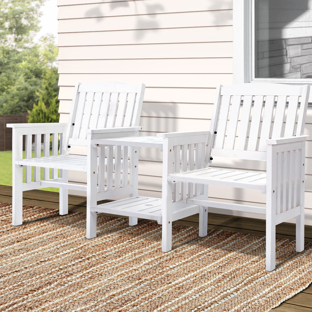 DSZ Product, feed-cond-new, feed-sl-DSZ Freight Payable, newGardeon Outdoor Garden Bench Loveseat Wooden Table Chairs Patio Furniture White - Premium Furniture > Outdoor > Outdoor Chairs from Gardeon ! Shop Online Buy Now at S & D's Value Store Family Business Best Customer ServiceDSZ Product, feed-cond-new, feed-sl-DSZ Freight Payable, new