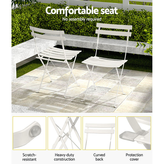 DSZ Product, feed-cond-new, feed-sl-DSZ Freight Payable, newGardeon 3Pc Outdoor Bistro Set Steel Table And Chairs Patio Furniture White - Premium Furniture > Outdoor > Outdoor Chairs from Gardeon ! Shop Online Buy Now at S & D's Value Store Family Business Best Customer ServiceDSZ Product, feed-cond-new, feed-sl-DSZ Freight Payable, new