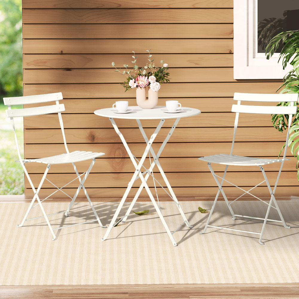 DSZ Product, feed-cond-new, feed-sl-DSZ Freight Payable, newGardeon 3Pc Outdoor Bistro Set Steel Table And Chairs Patio Furniture White - Premium Furniture > Outdoor > Outdoor Chairs from Gardeon ! Shop Online Buy Now at S & D's Value Store Family Business Best Customer ServiceDSZ Product, feed-cond-new, feed-sl-DSZ Freight Payable, new