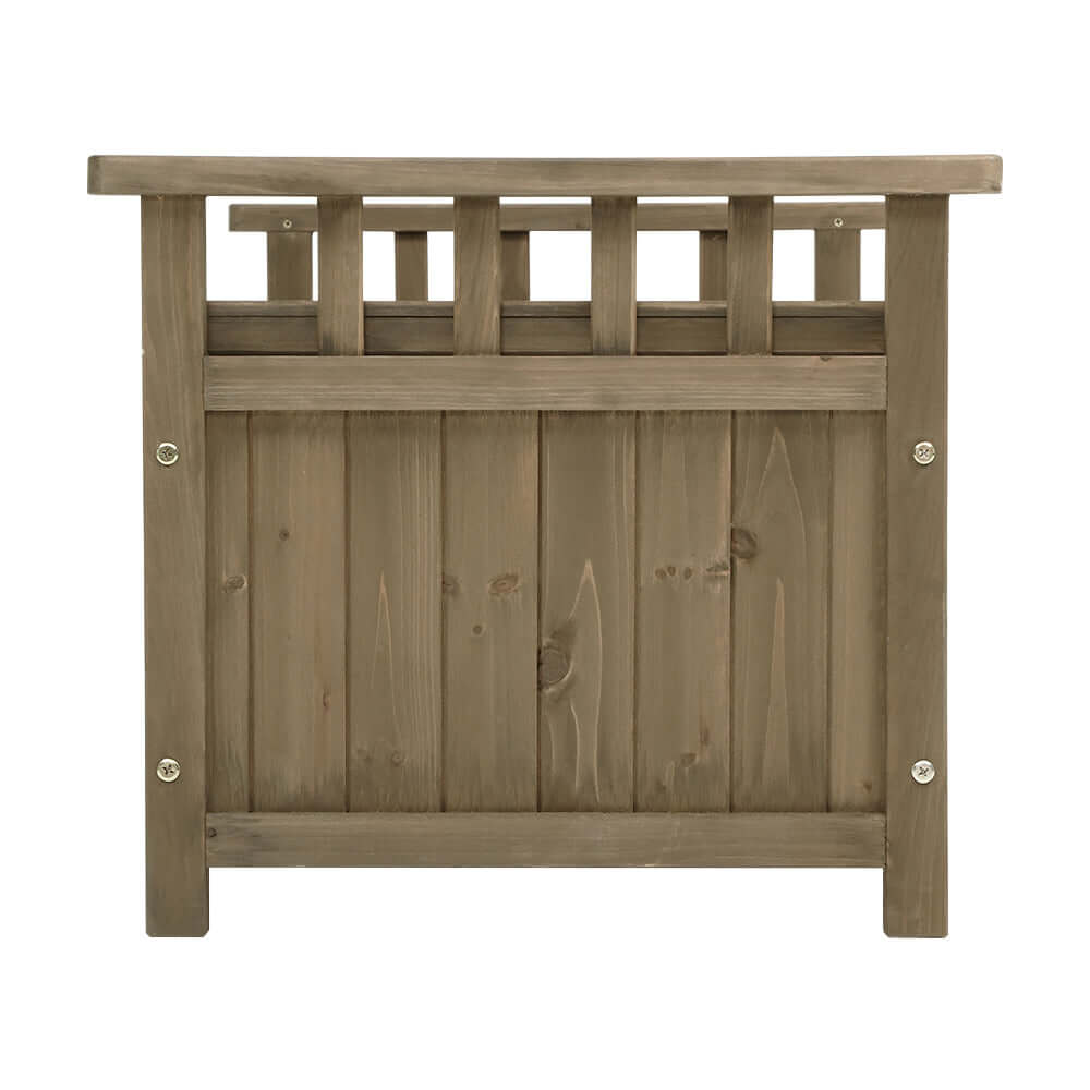 Gardeon wooden outdoor storage bench box, affordable DIY patio furniture in brown, perfect for garden use.