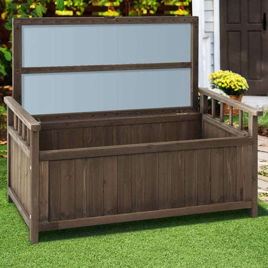 Gardeon outdoor wooden storage bench box for garden, patio furniture, and toys; quality and affordable design.