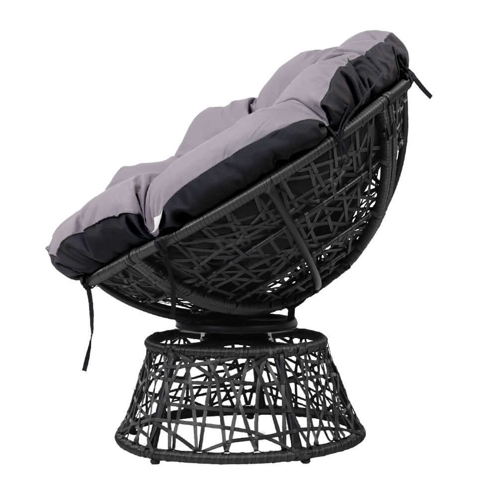 Gardeon black Papasan chair with thick padding and wicker design, perfect for affordable indoor or outdoor lounge furniture.