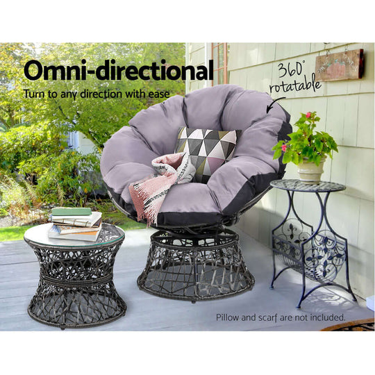 Gardeon Papasan Chair and side table set in outdoor setting, ideal home garden furniture, affordable comfort and style.