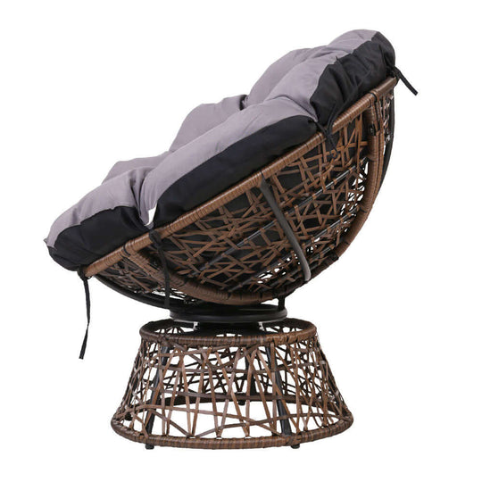 Gardeon Papasan Chair with thick padding, stylish wicker table, perfect for affordable outdoor and indoor lounging.