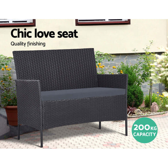 Affordable chic love seat with quality finishing, sturdy design, 200kg capacity, ideal for outdoor or indoor settings.