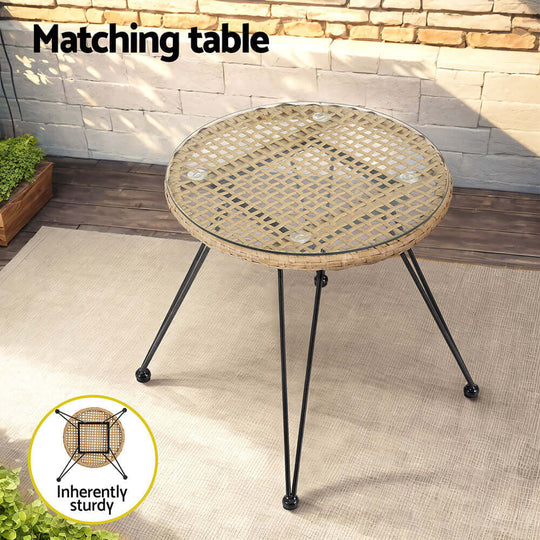 Gardeon matching outdoor bistro table with sturdy legs, designed for patios and gardens, featuring a weather-resistant top.