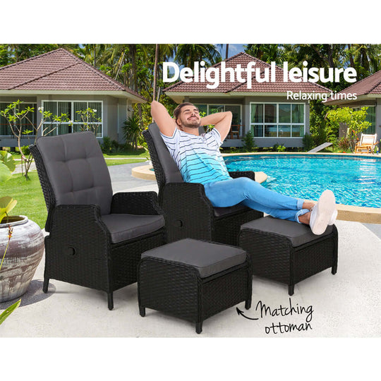 DSZ Product, feed-cond-new, feed-sl-DSZ Freight Payable, newGardeon 2Pc Recliner Chair Sun Lounge Wicker Lounger Outdoor Furniture Adjustable Black - Premium Furniture > Outdoor > Outdoor Chairs from Gardeon ! Shop Online Buy Now at S & D's Value Store Family Business Best Customer ServiceDSZ Product, feed-cond-new, feed-sl-DSZ Freight Payable, new