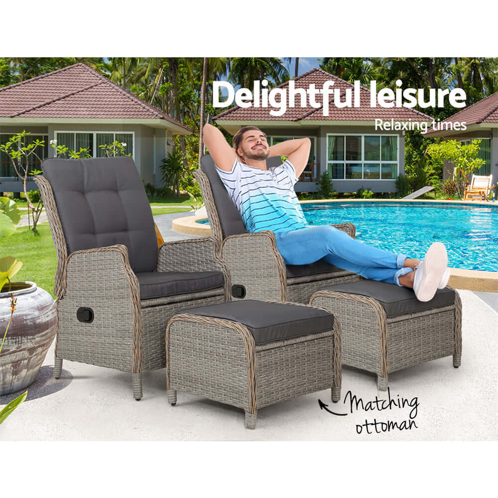 DSZ Product, feed-cond-new, feed-sl-DSZ Freight Payable, newGardeon 2Pc Recliner Chair Sun Lounge Wicker Lounger Outdoor Furniture Adjustable Grey - Premium Furniture > Outdoor > Outdoor Chairs from Gardeon ! Shop Online Buy Now at S & D's Value Store Family Business Best Customer ServiceDSZ Product, feed-cond-new, feed-sl-DSZ Freight Payable, new