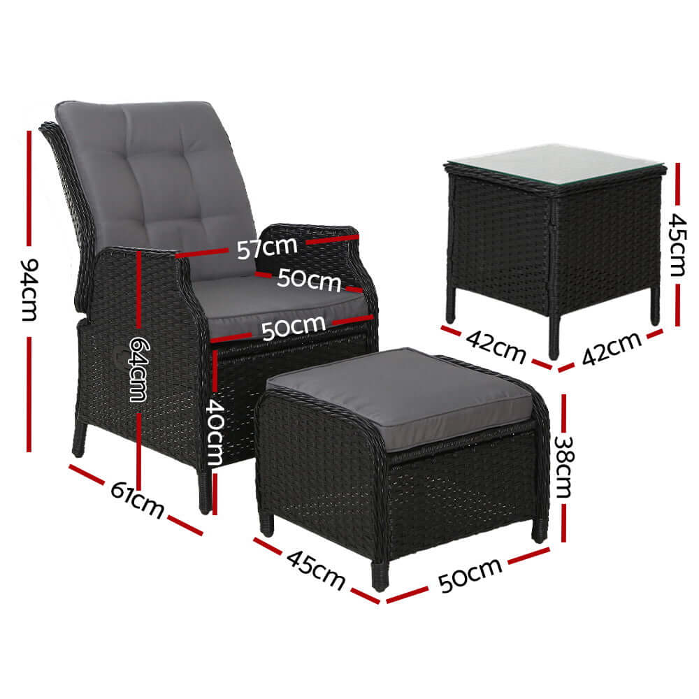 DSZ Product, feed-cond-new, feed-sl-DSZ Freight Payable, newGardeon 5Pc Recliner Chairs Table Sun Lounge Wicker Outdoor Furniture Adjustable Black - Premium Furniture > Outdoor > Outdoor Chairs from Gardeon ! Shop Online Buy Now at S & D's Value Store Family Business Best Customer ServiceDSZ Product, feed-cond-new, feed-sl-DSZ Freight Payable, new