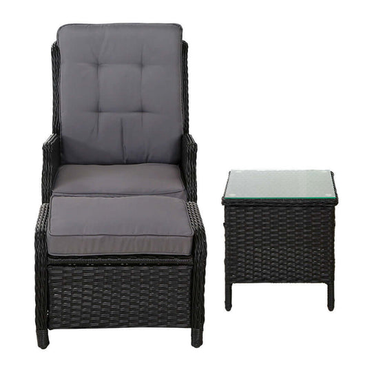 DSZ Product, feed-cond-new, feed-sl-DSZ Freight Payable, newGardeon 5Pc Recliner Chairs Table Sun Lounge Wicker Outdoor Furniture Adjustable Black - Premium Furniture > Outdoor > Outdoor Chairs from Gardeon ! Shop Online Buy Now at S & D's Value Store Family Business Best Customer ServiceDSZ Product, feed-cond-new, feed-sl-DSZ Freight Payable, new