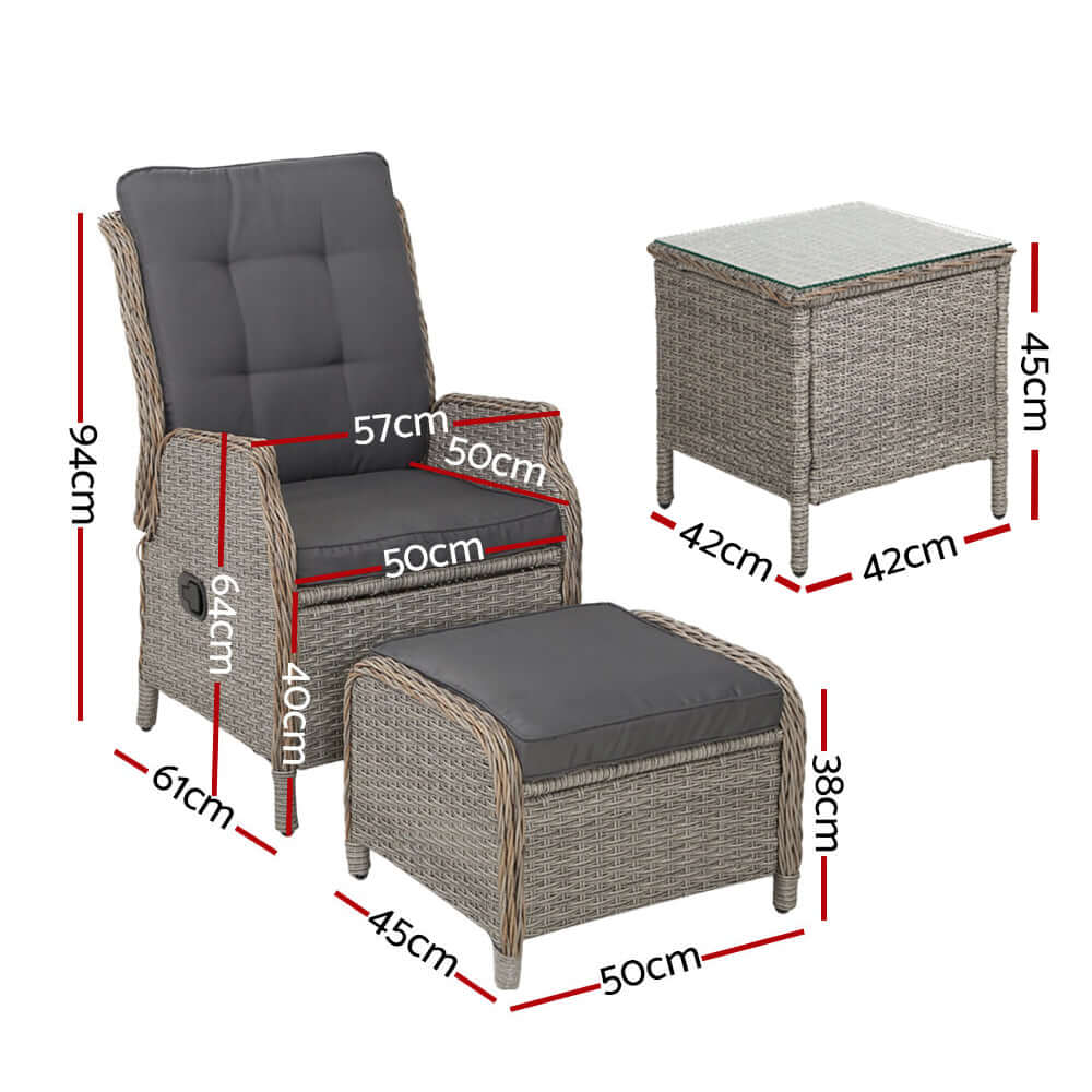 DSZ Product, feed-cond-new, feed-sl-DSZ Freight Payable, newGardeon 5Pc Recliner Chairs Table Sun Lounge Wicker Outdoor Furniture Adjustable Grey - Premium Furniture > Outdoor > Outdoor Chairs from Gardeon ! Shop Online Buy Now at S & D's Value Store Family Business Best Customer ServiceDSZ Product, feed-cond-new, feed-sl-DSZ Freight Payable, new