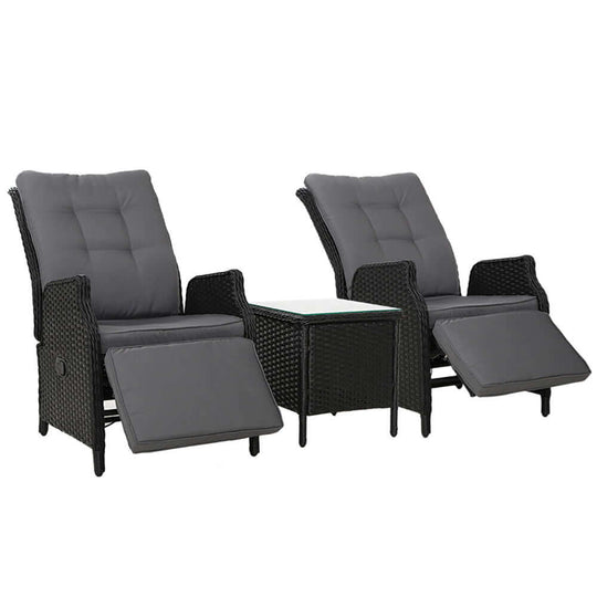 DSZ Product, feed-cond-new, feed-sl-DSZ Freight Payable, newGardeon 3Pc Recliner Chairs Table Sun Lounge Outdoor Furniture Wicker Adjustable Black - Premium Furniture > Outdoor > Outdoor Chairs from Gardeon ! Shop Online Buy Now at S & D's Value Store Family Business Best Customer ServiceDSZ Product, feed-cond-new, feed-sl-DSZ Freight Payable, new