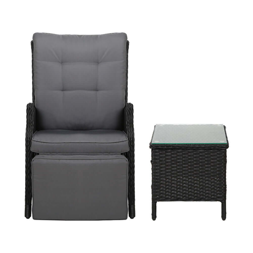 DSZ Product, feed-cond-new, feed-sl-DSZ Freight Payable, newGardeon 3Pc Recliner Chairs Table Sun Lounge Outdoor Furniture Wicker Adjustable Black - Premium Furniture > Outdoor > Outdoor Chairs from Gardeon ! Shop Online Buy Now at S & D's Value Store Family Business Best Customer ServiceDSZ Product, feed-cond-new, feed-sl-DSZ Freight Payable, new