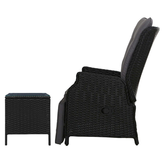 DSZ Product, feed-cond-new, feed-sl-DSZ Freight Payable, newGardeon 3Pc Recliner Chairs Table Sun Lounge Outdoor Furniture Wicker Adjustable Black - Premium Furniture > Outdoor > Outdoor Chairs from Gardeon ! Shop Online Buy Now at S & D's Value Store Family Business Best Customer ServiceDSZ Product, feed-cond-new, feed-sl-DSZ Freight Payable, new