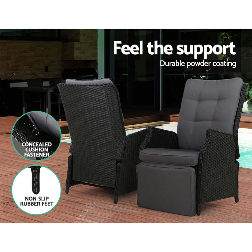 DSZ Product, feed-cond-new, feed-sl-DSZ Freight Payable, newGardeon 3Pc Recliner Chairs Table Sun Lounge Outdoor Furniture Wicker Adjustable Black - Premium Furniture > Outdoor > Outdoor Chairs from Gardeon ! Shop Online Buy Now at S & D's Value Store Family Business Best Customer ServiceDSZ Product, feed-cond-new, feed-sl-DSZ Freight Payable, new