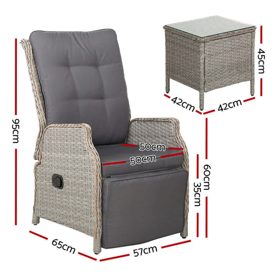 DSZ Product, feed-cond-new, feed-sl-DSZ Freight Payable, newGardeon 3Pc Recliner Chairs Table Sun Lounge Outdoor Furniture Wicker Adjustable Grey - Premium Furniture > Outdoor > Outdoor Chairs from Gardeon ! Shop Online Buy Now at S & D's Value Store Family Business Best Customer ServiceDSZ Product, feed-cond-new, feed-sl-DSZ Freight Payable, new