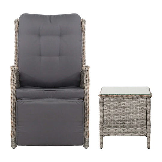 DSZ Product, feed-cond-new, feed-sl-DSZ Freight Payable, newGardeon 3Pc Recliner Chairs Table Sun Lounge Outdoor Furniture Wicker Adjustable Grey - Premium Furniture > Outdoor > Outdoor Chairs from Gardeon ! Shop Online Buy Now at S & D's Value Store Family Business Best Customer ServiceDSZ Product, feed-cond-new, feed-sl-DSZ Freight Payable, new