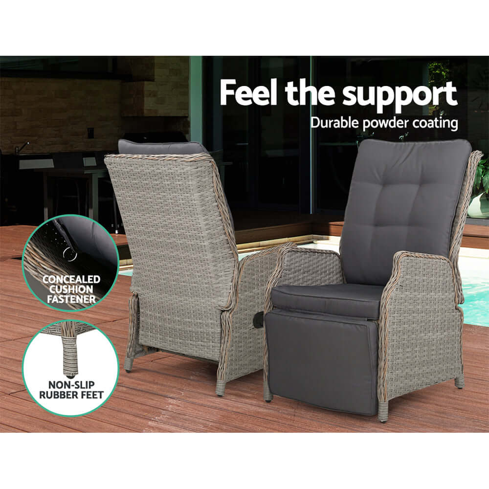 DSZ Product, feed-cond-new, feed-sl-DSZ Freight Payable, newGardeon 3Pc Recliner Chairs Table Sun Lounge Outdoor Furniture Wicker Adjustable Grey - Premium Furniture > Outdoor > Outdoor Chairs from Gardeon ! Shop Online Buy Now at S & D's Value Store Family Business Best Customer ServiceDSZ Product, feed-cond-new, feed-sl-DSZ Freight Payable, new