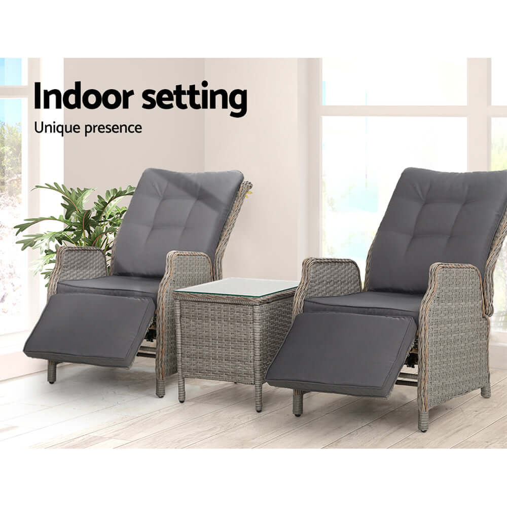 DSZ Product, feed-cond-new, feed-sl-DSZ Freight Payable, newGardeon 3Pc Recliner Chairs Table Sun Lounge Outdoor Furniture Wicker Adjustable Grey - Premium Furniture > Outdoor > Outdoor Chairs from Gardeon ! Shop Online Buy Now at S & D's Value Store Family Business Best Customer ServiceDSZ Product, feed-cond-new, feed-sl-DSZ Freight Payable, new