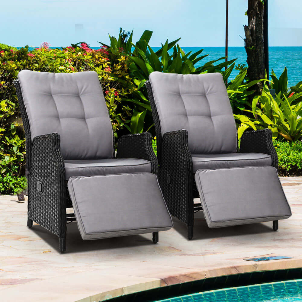 DSZ Product, feed-cond-new, feed-sl-DSZ Freight Payable, newGardeon 2Pc Recliner Chairs Sun Lounge Wicker Lounger Outdoor Furniture Adjustable Black - Premium Furniture > Outdoor > Outdoor Chairs from Gardeon ! Shop Online Buy Now at S & D's Value Store Family Business Best Customer ServiceDSZ Product, feed-cond-new, feed-sl-DSZ Freight Payable, new