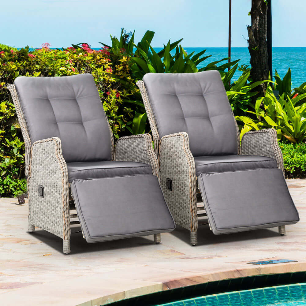 DSZ Product, feed-cond-new, feed-sl-DSZ Freight Payable, newGardeon 2Pc Recliner Chairs Sun Lounge Wicker Lounger Outdoor Furniture Adjustable Grey - Premium Furniture > Outdoor > Outdoor Chairs from Gardeon ! Shop Online Buy Now at S & D's Value Store Family Business Best Customer ServiceDSZ Product, feed-cond-new, feed-sl-DSZ Freight Payable, new