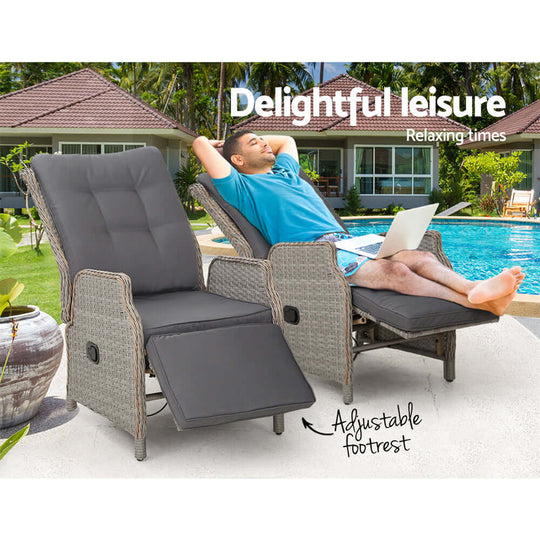 DSZ Product, feed-cond-new, feed-sl-DSZ Freight Payable, newGardeon 2Pc Recliner Chairs Sun Lounge Wicker Lounger Outdoor Furniture Adjustable Grey - Premium Furniture > Outdoor > Outdoor Chairs from Gardeon ! Shop Online Buy Now at S & D's Value Store Family Business Best Customer ServiceDSZ Product, feed-cond-new, feed-sl-DSZ Freight Payable, new