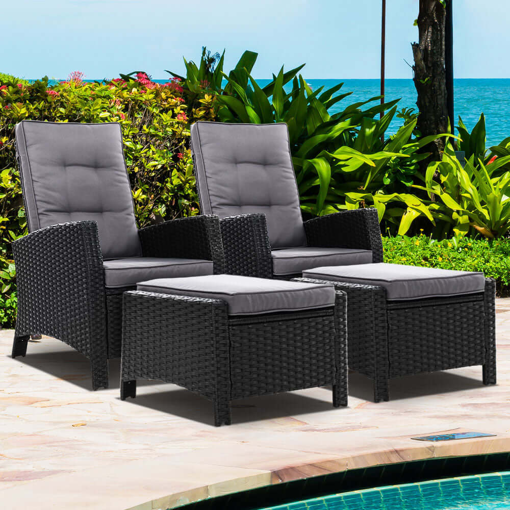 DSZ Product, feed-cond-new, feed-sl-DSZ Freight Payable, newGardeon 2Pc Recliner Chairs Sun Lounge Wicker Lounger Outdoor Furniture Adjustable Black - Premium Furniture > Outdoor > Outdoor Chairs from Gardeon ! Shop Online Buy Now at S & D's Value Store Family Business Best Customer ServiceDSZ Product, feed-cond-new, feed-sl-DSZ Freight Payable, new