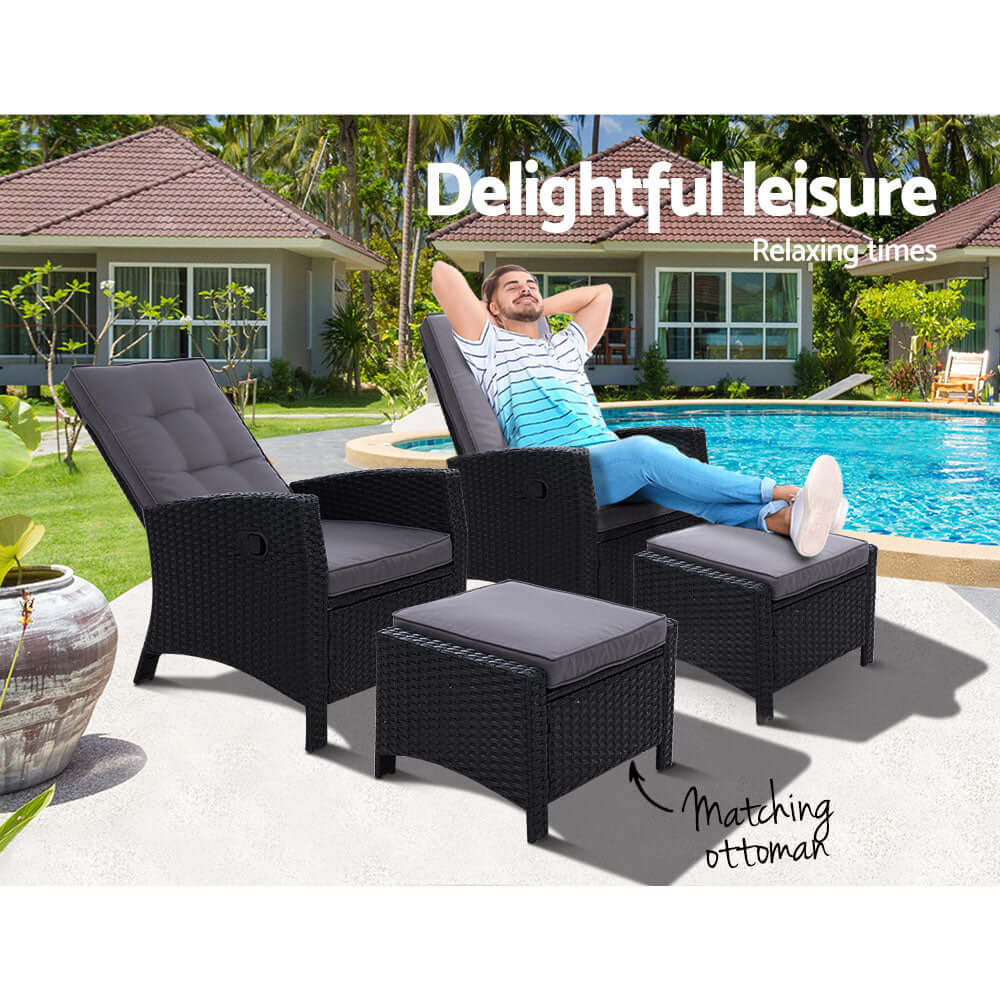 DSZ Product, feed-cond-new, feed-sl-DSZ Freight Payable, newGardeon 2Pc Recliner Chairs Sun Lounge Wicker Lounger Outdoor Furniture Adjustable Black - Premium Furniture > Outdoor > Outdoor Chairs from Gardeon ! Shop Online Buy Now at S & D's Value Store Family Business Best Customer ServiceDSZ Product, feed-cond-new, feed-sl-DSZ Freight Payable, new