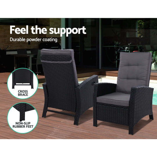 DSZ Product, feed-cond-new, feed-sl-DSZ Freight Payable, newGardeon 2Pc Recliner Chairs Sun Lounge Wicker Lounger Outdoor Furniture Adjustable Black - Premium Furniture > Outdoor > Outdoor Chairs from Gardeon ! Shop Online Buy Now at S & D's Value Store Family Business Best Customer ServiceDSZ Product, feed-cond-new, feed-sl-DSZ Freight Payable, new