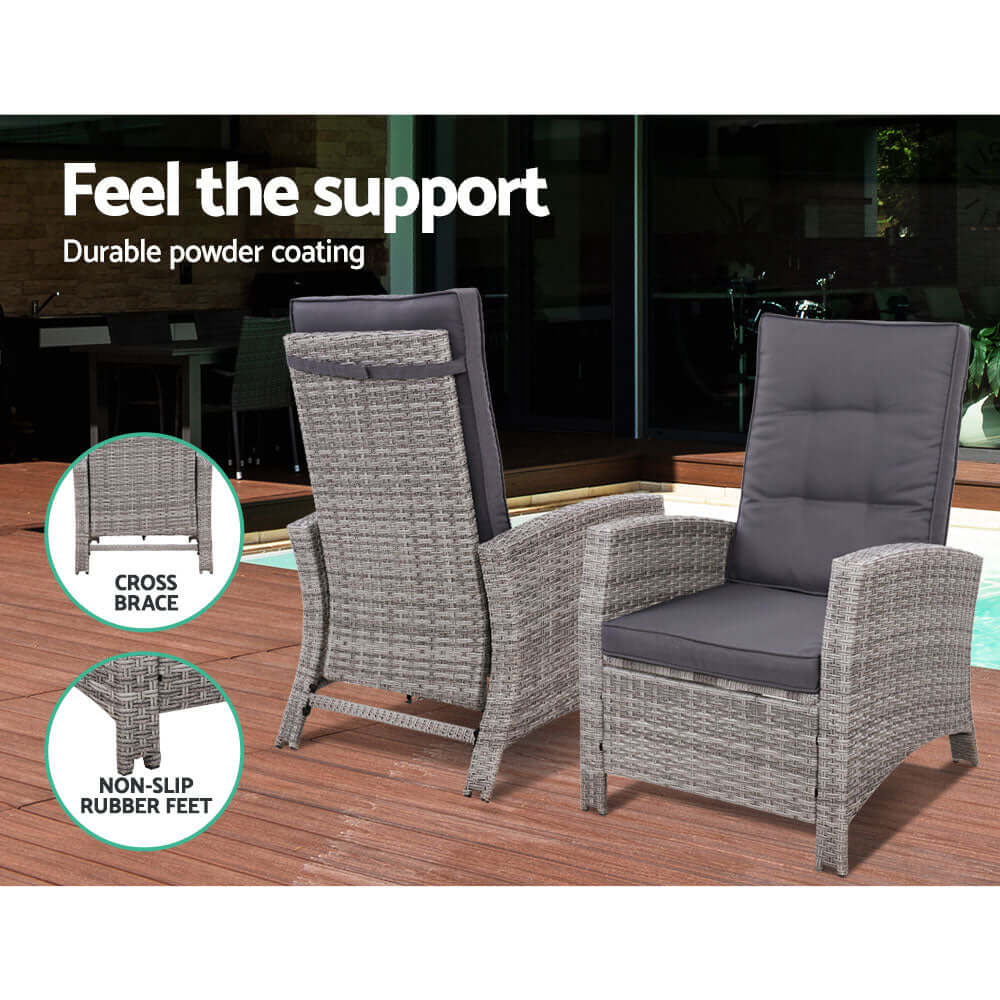 DSZ Product, feed-cond-new, feed-sl-DSZ Freight Payable, newGardeon 2Pc Recliner Chairs Sun Lounge Wicker Lounger Outdoor Furniture Adjustable Grey - Premium Furniture > Outdoor > Outdoor Chairs from Gardeon ! Shop Online Buy Now at S & D's Value Store Family Business Best Customer ServiceDSZ Product, feed-cond-new, feed-sl-DSZ Freight Payable, new