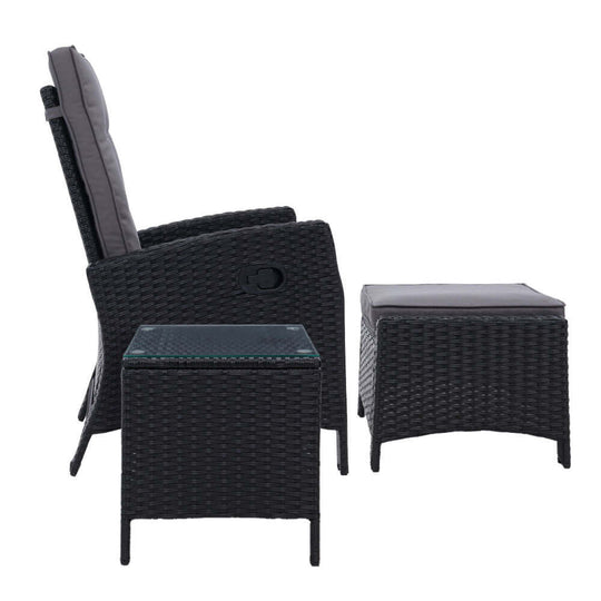 DSZ Product, feed-cond-new, feed-sl-DSZ Freight Payable, newGardeon 3Pc Recliner Chairs Table Sun Lounge Wicker Outdoor Furniture Adjustable Black - Premium Furniture > Outdoor > Outdoor Chairs from Gardeon ! Shop Online Buy Now at S & D's Value Store Family Business Best Customer ServiceDSZ Product, feed-cond-new, feed-sl-DSZ Freight Payable, new