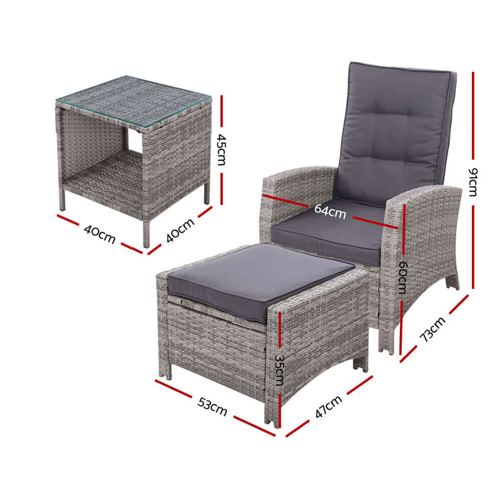 DSZ Product, feed-cond-new, feed-sl-DSZ Freight Payable, newGardeon 3Pc Recliner Chairs Table Sun Lounge Wicker Outdoor Furniture Adjustable Grey - Premium Furniture > Outdoor > Outdoor Chairs from Gardeon ! Shop Online Buy Now at S & D's Value Store Family Business Best Customer ServiceDSZ Product, feed-cond-new, feed-sl-DSZ Freight Payable, new