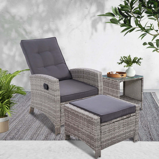 DSZ Product, feed-cond-new, feed-sl-DSZ Freight Payable, newGardeon 3Pc Recliner Chairs Table Sun Lounge Wicker Outdoor Furniture Adjustable Grey - Premium Furniture > Outdoor > Outdoor Chairs from Gardeon ! Shop Online Buy Now at S & D's Value Store Family Business Best Customer ServiceDSZ Product, feed-cond-new, feed-sl-DSZ Freight Payable, new